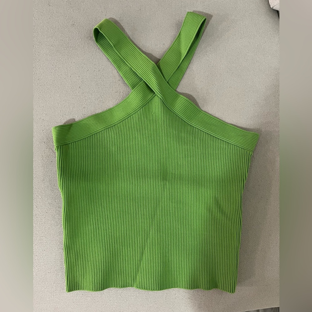 New Sweater-Knit Halter Crop Ribbed Tank Top